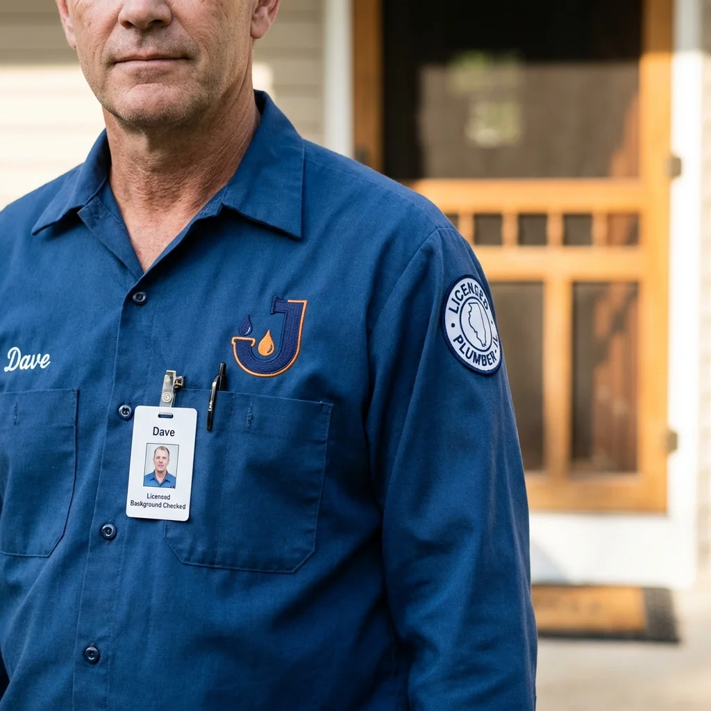 Licensed plumber showing ID badge in Munford, TN