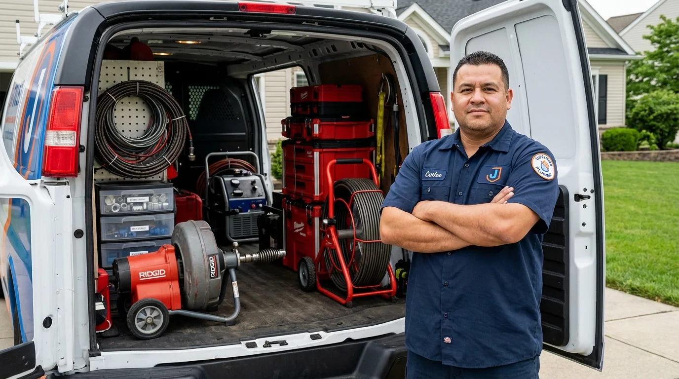 Professional drain cleaning equipment and Johns Plumbing LLC plumber in Munford
