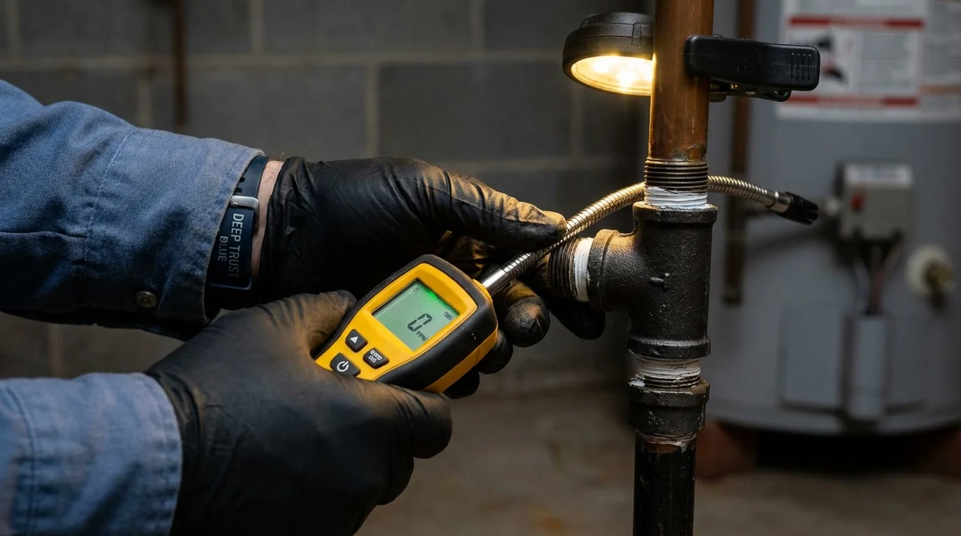 Gas leak detection with electronic sniffer by Johns Plumbing LLC in Munford
