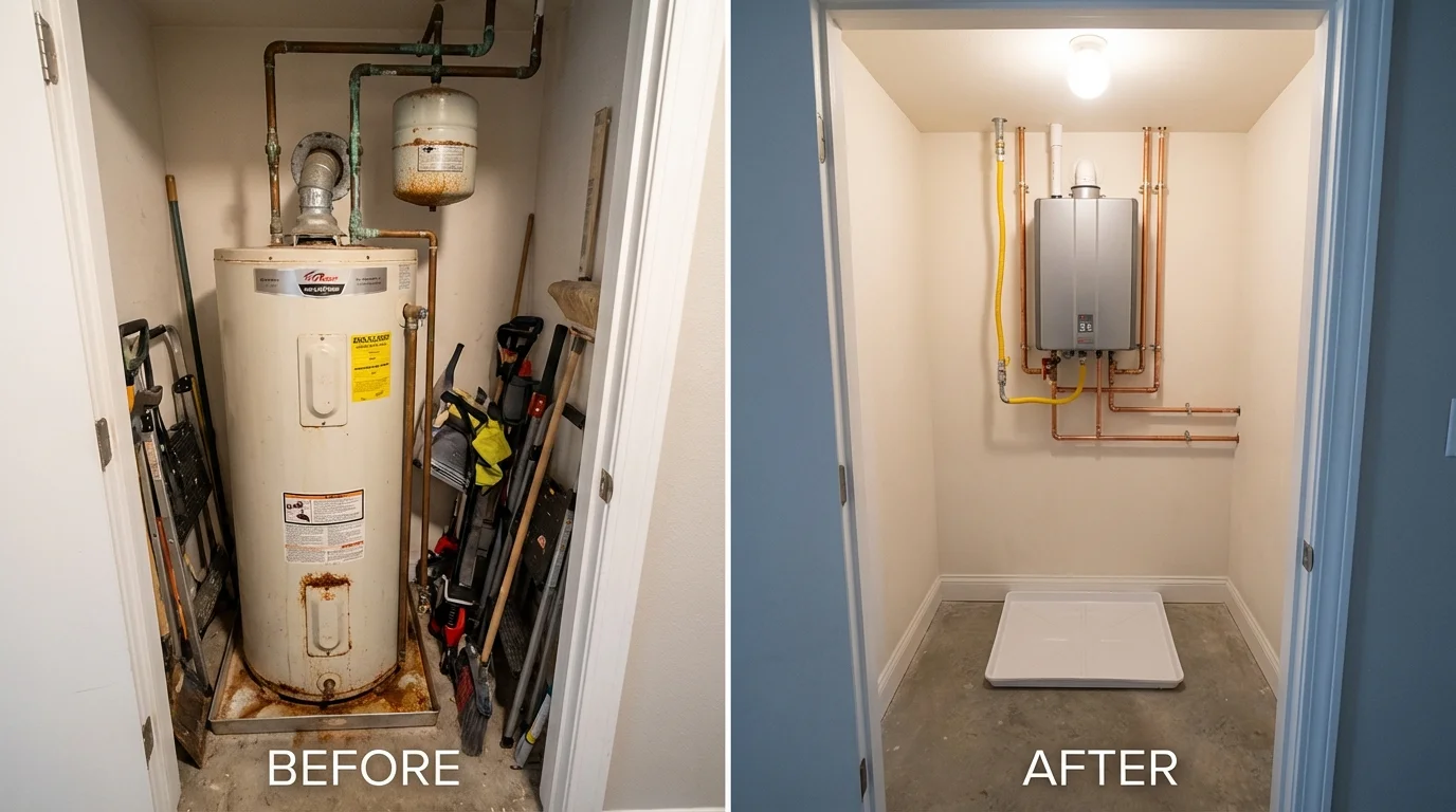 Tank water heater versus wall-mounted tankless unit comparison for Munford, TN homeowners