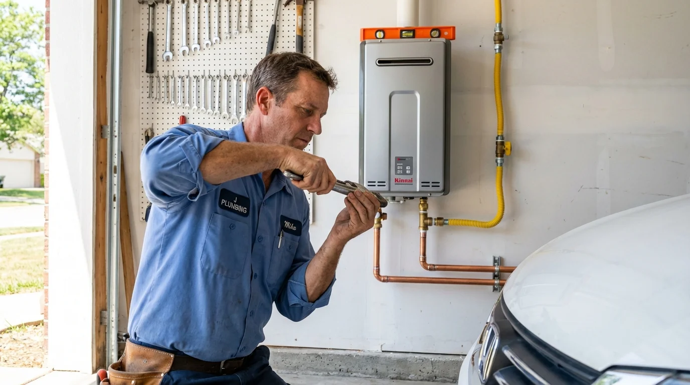 Tankless water heater installation by a Johns Plumbing LLC plumber in Munford